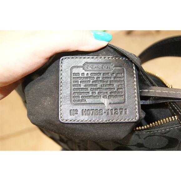 COACH SIGNATURE 11371 JACQUARD CC BLACK HOBO BAG PURSE (150 - Picture 9 of 9